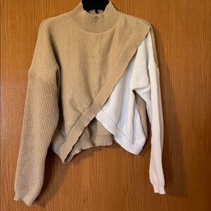 Two-Tone Beige and White Sweater